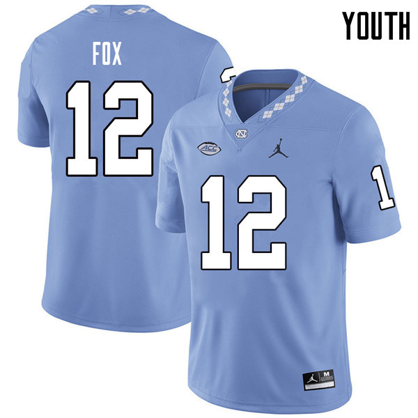 Jordan Brand Youth #12 Tomon Fox North Carolina Tar Heels College Football Jerseys Sale-Carolina Blu